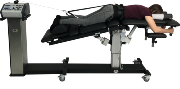 Spinal decompression therapy in Omaha helping relieve pressure from a degenerated spinal disc in the lower back