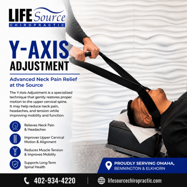 Dr. Jason Wiese performing a Y-Axis Adjustment at Life Source Chiropractic in Omaha, Nebraska.