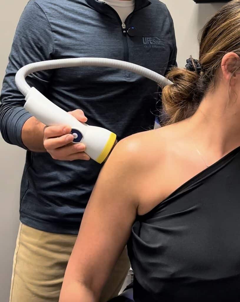 SoftWave shoulder treatment at Life Source Chiropractic in Omaha
